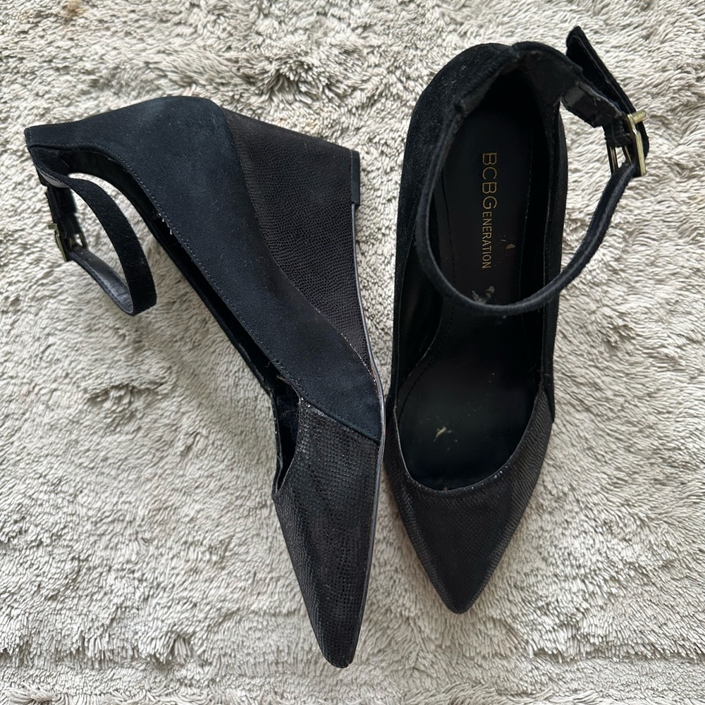 BCBGeneration Black Heels with Ankle Strap